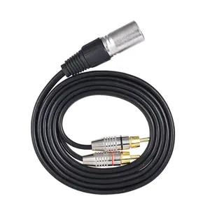 Grosir kabel mikrofon Hifi pria, 2 RCA ke XLR 3 Pin DMX XLR ke RCA kabel berpelindung untuk konsol pencampuran Amplifier