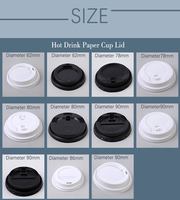 Ventes en gros pas chères de couvercles pour gobelets à café de 8 oz, 12 oz et 16 oz, couvercles à emporter, calibre 90, couvercles en PP pour boissons chaudes