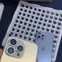 Protection d'écran en verre trempé diamant pleine couverture pour iPhone 14 13 Pro Max Plus avec protection d'objectif photo scintillante – Emballage de vente au détail