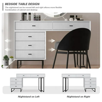 NOVA Ensemble de table de maquillage au design simple avec tiroirs Commode en bois blanc avec miroir Mobilier de chambre à coucher moderne pour appartement