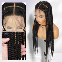 Perruques tressées à la main en dentelle complète africaine pour le commerce extérieur, 500g, tresses à trois brins, modèle en fibre haute température