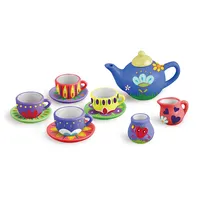 ชุดของเล่นถ้วยกาน้ำชาสำหรับเด็ก16ชิ้น,ชุดของเล่นโมเดลกาน้ำชาและจานรองแก้วชาการ์ตูนวาดลายกราฟฟิตี