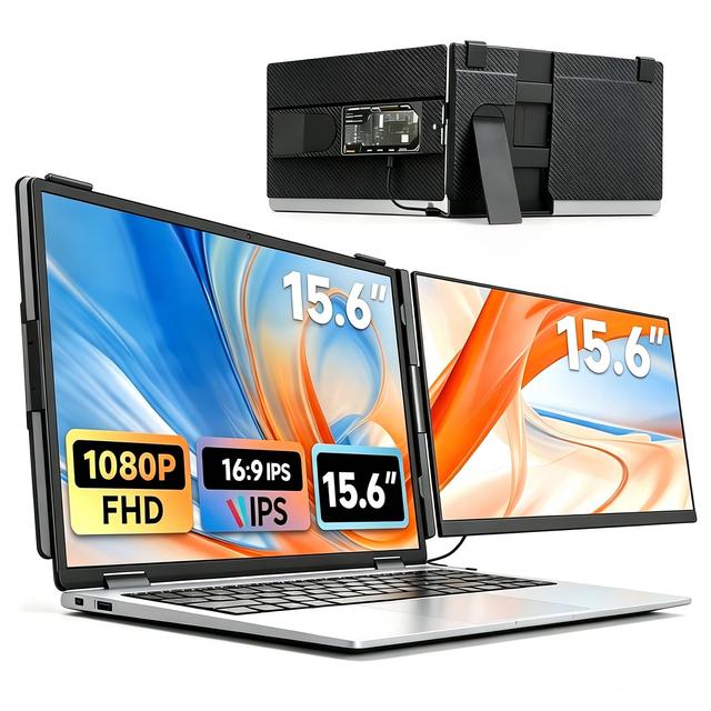 Laptop Screen Extender 15.6" FHD 1080P Dual Screen Detachable Portable Monitor USB-C/TypeC Port Plug and Play for 13-17" Laptops