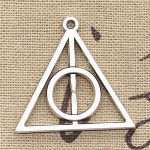 Charms deathly hallows 32x31mm ciondoli Color argento tibetano gioielli antichi che fanno artigianato fatto a mano fai da te - Product Image 3