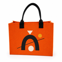 Sac fourre-tout en feutre à imprimé géométrique moderne, sac à main réutilisable, logo personnalisé, sac cadeau pour mariage, anniversaire, baby shower, fête