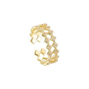 Muyu Geometric Open Ring Gold Micro Inlaid Diamond Shape Fashion Minimalist Index Finger Ring Gift Jewelry - Product Image 5