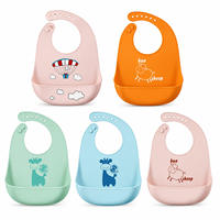 Bavoirs pour bébé en silicone de qualité alimentaire sans BPA, ajustables, imperméables, avec récupérateur de miettes, faciles à nettoyer
