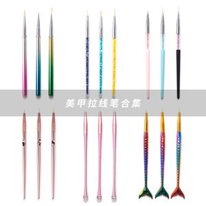 Juego de 3 pinceles delineadores de uñas con lentejuelas, mango de cola de pez de diamante, varilla roscada <span class=keywords><strong>para</strong></span> <span class=keywords><strong>dibujar</strong></span> Flores, revestimiento de uñas, pintura artística - Product Image 2