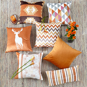 Buti Geometry su misura in velluto arancione copricuscini decorativi personalizzati per federa federa - Product Image 2