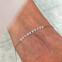 SPJ Trendiges S925 Sterling Silber Zierliches CZ-Station-Armband 18K Vergoldet Feines Minimalistisches Stapelbares Schmuckstück für Damen