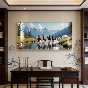 Peintures murales personnalisées en porcelaine cristalline de chevaux, décorations d'intérieur, tableaux encadrés d'animaux, décoration de salon, impression HD - Product Image 3