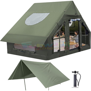 Tente gonflable de camping tente familiale extérieure verte construire une tente de fête de caravane de pluie de crête de toit d'une pièce gonflable - Product Image 1