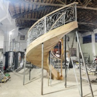 Tanlong Bogenförmige Schmiedeeisen-Treppe Vorgefertigte Stahltreppenstufen für Holzstufen Innenbereich