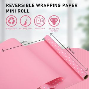 Pink Polka Dot Gift <b>Wrap</b> <b>Paper</b> <b>Roll</b> 17 Inch X 33 Feet Double Sided Recyclable For Birthday Bridal Shower Craft - Product Image 4