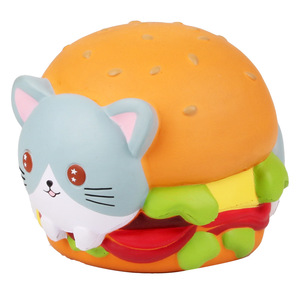 Cute Burger Cat <b>Squishy</b> Toy Soft PVC Promotional Gift With Custom Logo Printing - Product Image 3
