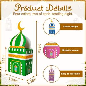 Caja de Embalaje para Galletas con Diseño de <span class=keywords><strong>Castillo</strong></span> Eid Mubarak, para Pasteles de Fiesta, Decoraciones de Ramadán, Caja de Regalo de Papel Serigrafiado para Alimentos y Dulces - Product Image 2
