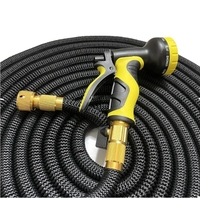 Manguera de Jardín Extensible, Manguera de Agua Retráctil Mágica con Conector de Latón y Pistola de Riego de 8 Modos para Riego de Jardín y Lavado de Autos