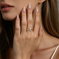 Bijoux personnalisables Damila OEM ODM en argent sterling 925 avec pierre naturelle, anneaux ouverts ajustables en opale pour fiançailles