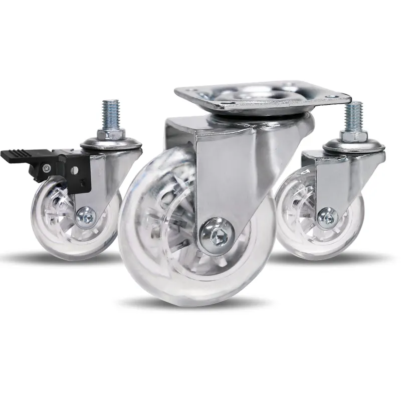 بكرة أثاث من مصنعي العجلات المتحركة مع فرامل عجلات شاملة 1.5 بوصة 2 بوصة صامتة عجلات شفافة للكتب