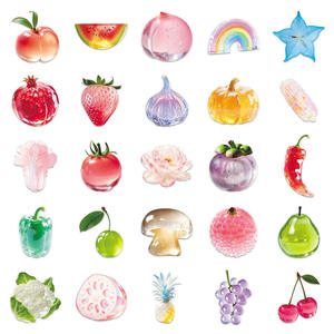 50Pcs Transparent Mignon Fruits Autocollants Décoratifs <span class=keywords><strong>pour</strong></span> Fenêtre Décor Dessin Animé Scintillant <span class=keywords><strong>Translucide</strong></span> Alimentaire <span class=keywords><strong>Autocollant</strong></span> - Product Image 3