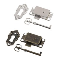 Ensemble de trois pièces Dimetal de serrure en cuivre antique de porte de garde-robe serrure de tiroir antique carrée européenne et serrure artisanale