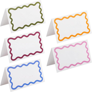 <b>Place</b> <b>Cards</b> Rectangle 4 In White Cardstock Die Cut Colorful Borders For Parties <b>Weddings</b> Bridal Showers - Product Image 1