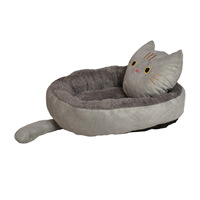 Lit pour chat moderne à motif uni, idéal pour chats d'intérieur et chiots, canapé en bois lavable pour petits chiens, parfait pour l'hiver - Vente flash