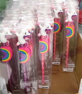 Papelería creativa: Lápiz de papel con cuerpo rosa/morado y borrador arcoíris para niños, juego de sacapuntas + borrador + lápiz. - Product Image 5