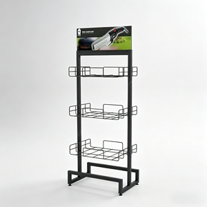 Customized Metal <b>Display</b> <b>Racks</b> Double-sided Floor <b>Display</b> Stand with Wire Baskets Adjustable Tool Organizer Stand - Product Image 1