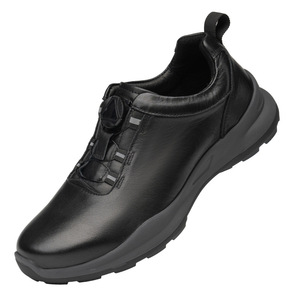 Chaussures de marche en cuir véritable noir à bout rond, semelle extérieure en caoutchouc, semelle intermédiaire en EVA, confortables, chaussures décontractées pour hommes, toutes saisons - Product Image 4