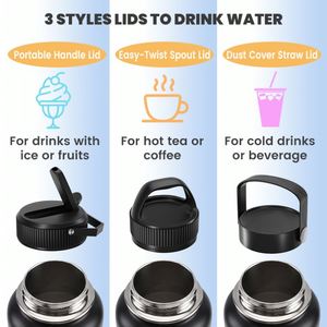 Bouteille d'eau isotherme en acier inoxydable de 64 oz la plus populaire, personnalisable, pour le voyage, avec paille, pour usage domestique - Product Image 2