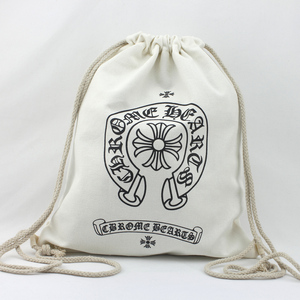 Sacs en toile de jute personnalisés en coton blanc avec cordon de serrage - Product Image 3