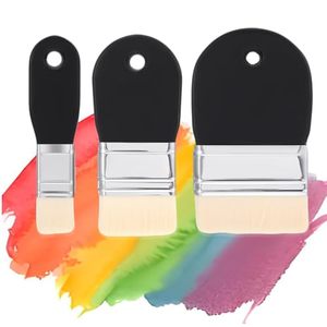 Pincel de pintura acrílica con logotipo personalizado, pincel profesional de nailon con mango de madera, juego de pinceles planos anchos negros para bricolaje - Product Image 1