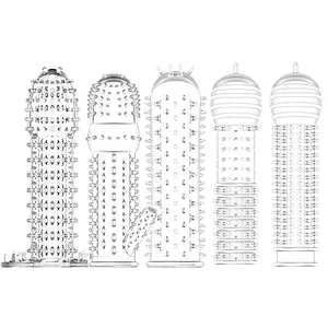 남성용 실리콘 페니스 확대 거시기 투명 콘돔 크리스탈 페니스 슬리브 섹스 샵 저렴한 가격