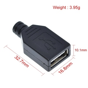 1/5 bộ loại một nam USB 4 pin cắm ổ cắm kết nối + loại Một Nữ USB 4 pin cắm ổ cắm kết nối với màu đen nhựa Bìa DIY - Product Image 3
