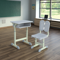 Meubles scolaires modernes, bureaux et chaises réglables avec plateau en plastique et structure en acier pour les étudiants, utilisation à domicile ou au bureau