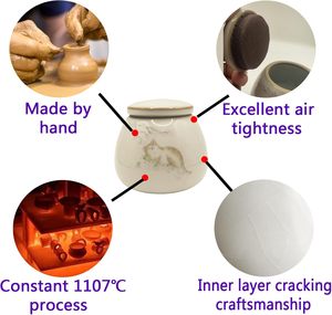 Urna per Ceneri di Gatti e Cani di Piccola Taglia, <span class=keywords><strong>in</strong></span> Ceramica, con Lavorazione Artigianale a Effetto Craquelé, Strato Interno, Regalo Commemorativo per Animali Domestici - Product Image 4