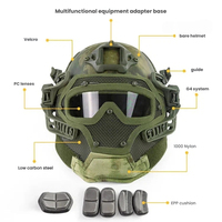 Casque tactique FAST PJ d'extérieur avec masque facial intégré, matériau ABS de haute qualité, léger (1,25 kg), 4 points de suspension