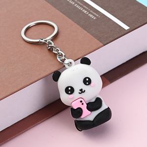 Llavero de Panda al por mayor, bonito y suave, de dibujos animados 3D, de PVC, con forma de animal, colgante para bolso, muñeco de panda, llaveros de goma - Product Image 1