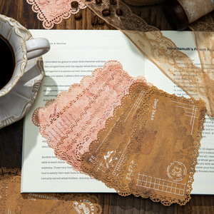 Lot de 10 feuilles de papier brun ajouré en dentelle, série vintage, pour fond de carte - Product Image 3