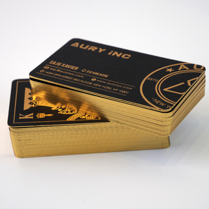 Carte <span class=keywords><strong>de</strong></span> <span class=keywords><strong>visite</strong></span> <span class=keywords><strong>de</strong></span> <span class=keywords><strong>luxe</strong></span> personnalisée en papier recyclé avec logo en feuille d'or et bord coloré, carte <span class=keywords><strong>de</strong></span> remerciement pour petite entreprise - Product Image 3