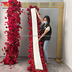 LEDA Handmade Romantic Long <b>Red</b> Rose Peony Flower <b>Runner</b> Soft Wedding Decoration for Birthday Parties and Valentine's Day - Product Image 3