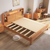 Modernes Vintage Einfaches Schlafzimmer Multifunktionales Massivholz Queen-Size-Bett mit Stauraum und Vintage-Design