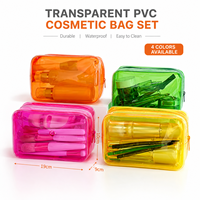 Pochette cosmétique transparente en PVC multicolore, fluo, avec fermeture éclair, étanche, pour voyage, organiseur de toilette, vente en gros