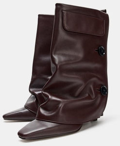 Personalizzazione del Produttore. <span class=keywords><strong>Tacco</strong></span> a spillo <span class=keywords><strong>medio</strong></span>. <span class=keywords><strong>Stivaletti</strong></span> con <span class=keywords><strong>Tacco</strong></span> in Pelle con Linguetta Posteriore per Facile Calzata - Product Image 2