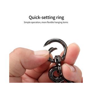 Porte-clés en alliage de zinc de style vintage avec mousqueton pivotant à 360° et anneau fendu, porte-clés en métal durable - Product Image 6