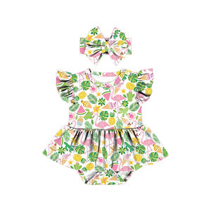 LT-469-YXW 2PC nouveau bébé filles vêtements doux Floral combinaison barboteuse <span class=keywords><strong>combishort</strong></span> <span class=keywords><strong>bandeau</strong></span> tenues 0-24 mois - Product Image 6