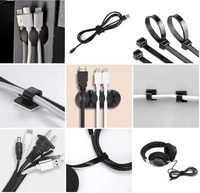 273 pièces Organisateur de gestion de cordon Support de clips de câble auto-adhésif Kit de gestion de câble 273 pièces