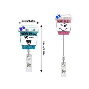 Badge rétractable en acrylique avec boucle à tirage facile, motif emoji arc-en-ciel transfrontalier et visage souriant pour personnel médical, porte-badge nominatif et porte-carte d'identité - Product Image 5