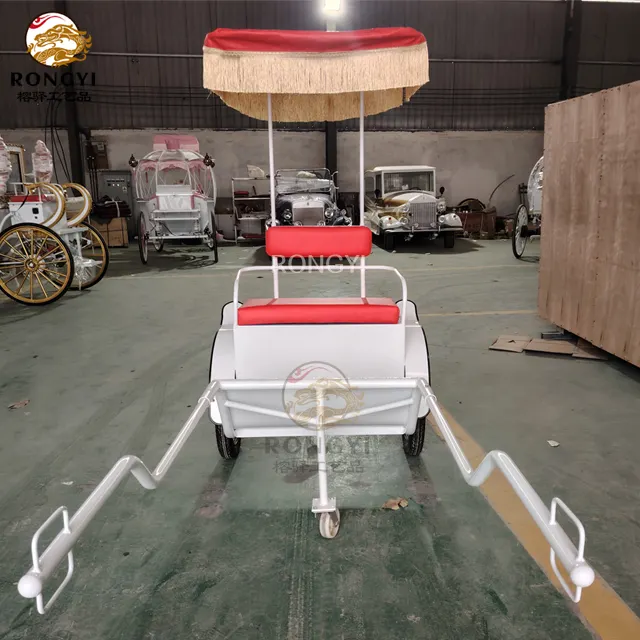 Carrinho de lazer de luxo de duas rodas branco/preço de fábrica Mini Sulky/carrinho de cavalo para decoração de cenário/2 passageiros surrey